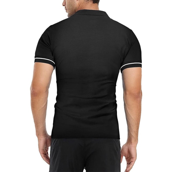 Miesten Topit Vetoketjullinen V-kaulainen Poloshirt Kesä Casual Golf-paidat Black L