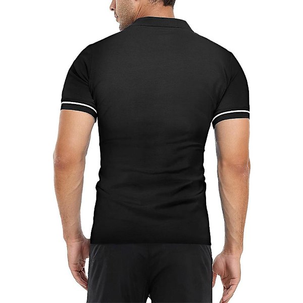 Miesten Topit Vetoketjullinen V-kaulainen Poloshirt Kesä Casual Golf-paidat Black M