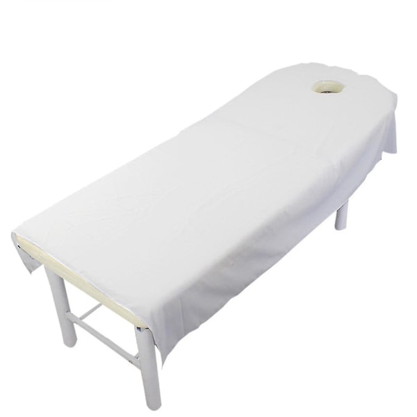 Massagebordsduk med ansiktshål Tvättbar återanvändbar cover White 80cmx190cm Opening