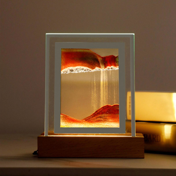 3D Bevægelig Sands kunst, 360 Graders Roterende Timeglas Dekoration, Kreativ Sands kunst Flydende Bevægelse Stue Soveværelse Bordlampe Dekoration 10ml Kvadrat