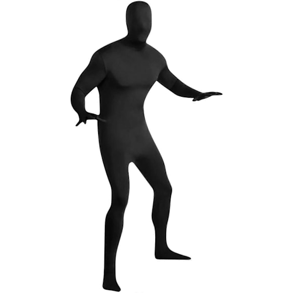 Herr Dam Zentai Dräkt Åtsittande Jumpsuit Enfärgad Dansdräkt Scenföreställningsdräkt Black XXL
