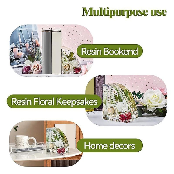 2 st stora bokstöd i resinform, silikonform för blomsterkonservering, djup epoxyform för resin Ar White