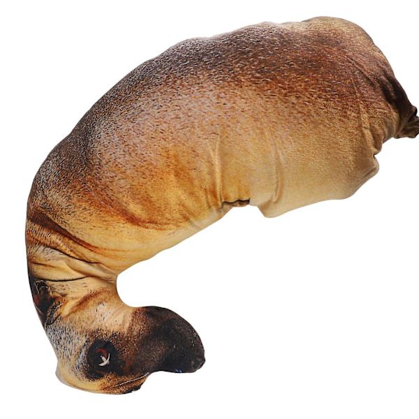 3D Söt Böjd Hund Kudde Livslik Djur Rolig Hundhuvud Cosplay Barnfavorit Leksak Kudde -ES brown