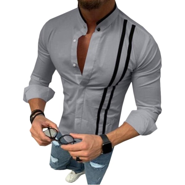 Hettegensere for menn Langærmet skjorte Casual skjorter Grey XL
