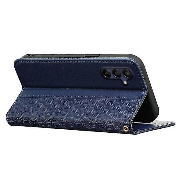 Kompatibelt Plånboksfodral för Samsung Galaxy A26 5G, Stark Magnetisk Rutmönstrad Prägling Läder Flipfodral Blue