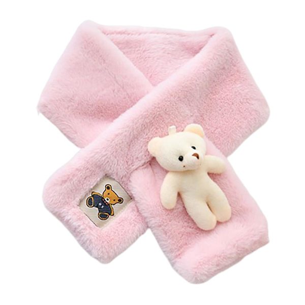 Talvinen söpö karhupunainen huivi Muodikkaat ja monipuoliset mukavat huivit naisille ja tytöille -ES Pink Children 10x75cm65g