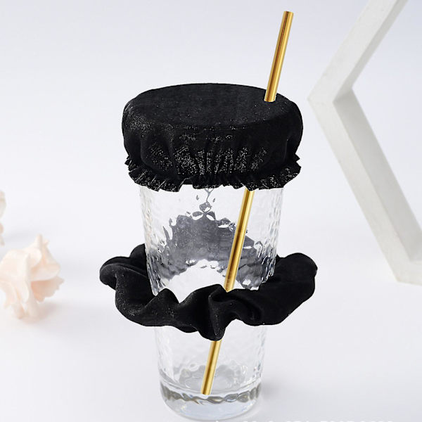 Drink Cover Scrunchie- Uudelleenkäytettävä juomapiikkejä ehkäisevä Scrunchie , joka näkyy Shark Tankissa naisille grey white