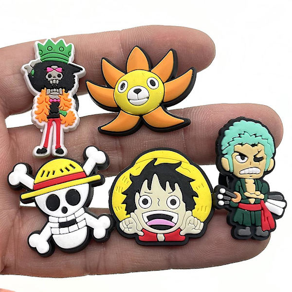 12 kpl Piirretty One Piece -kenkäkoristeita, yhteensopiva DIY Croc -kenkien ja sandaalien tarvikkeiden kanssa