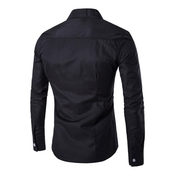 Herreoverdele Button-up skjorte Asymmetrisk Hem Business skjorter Black 2XL