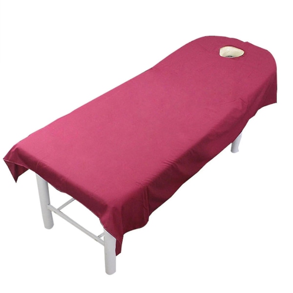 Massagebordslag med ansigtshul Vaskbart genanvendeligt massagebordsbetræk Sauce Red 120cmx190cm Opening