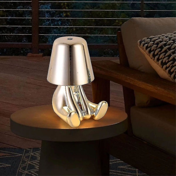 Bedside Touch Bordslampa, Guld Thinker Lamp Skrivbordslampa Sladdlös Uppladdningsbar Bärbar Dekorativ Nattbordslampa Med USB laddning silver i