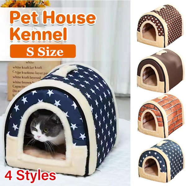 S Størrelse Dyrehule Kennel Blød Igloo Senge Hule Kat Hvalpe Seng Varmt Pude Fold S