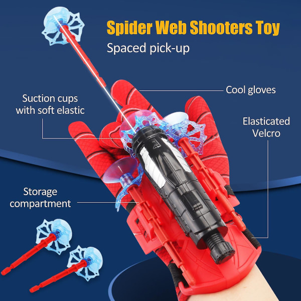 Spider Web Shooters -lelu lasten faneille, Hero Launcher set, Cosplay Launcher Bracers -tarvikkeet, tarraseinä, pehmeä Bombfunny Children's Education