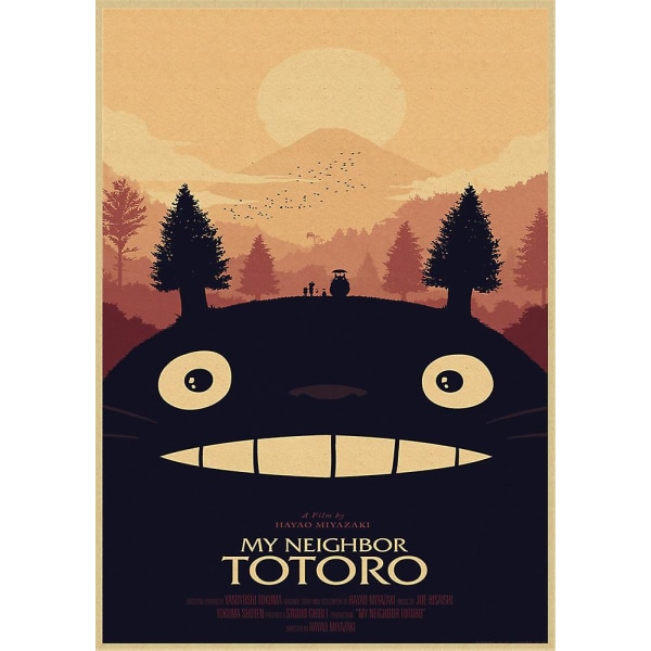 Vintage Retro Paper Anime Poster Tonari No Totoro Miyazaki Väggdekor Vintage Heminredning Barnrumsdekoration 5 42X30CM