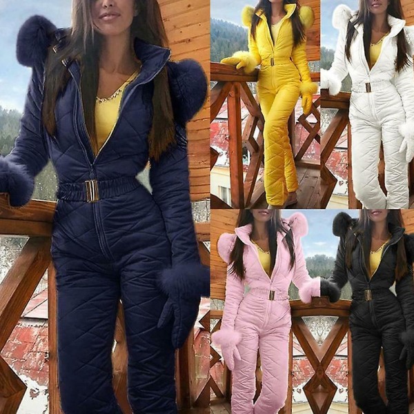 Vintervarm Snödräkt för Kvinnor, Utomhussportsbyxor, Skiddräkt, Vattentät Jumpsuit Pink S