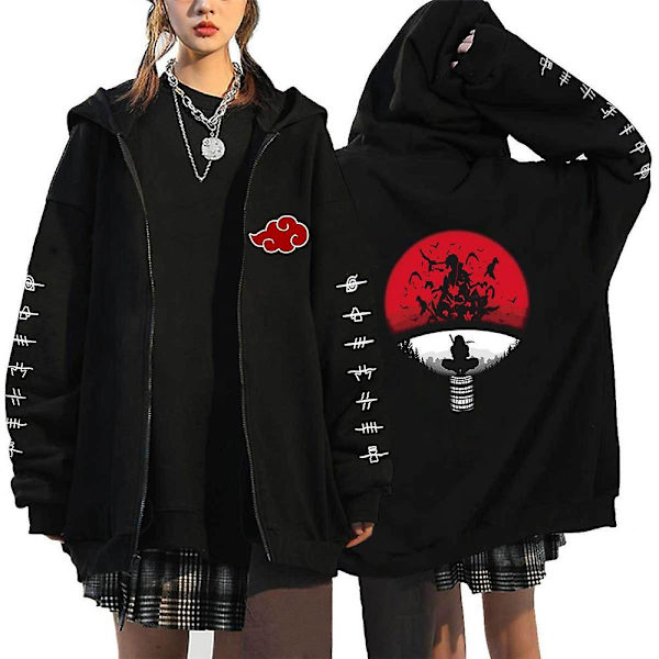 Naruto hættetrøjer Voksne Mode Afslappet hættetrøje med lynlås Jakke frakke Overdele Gaver 2XL