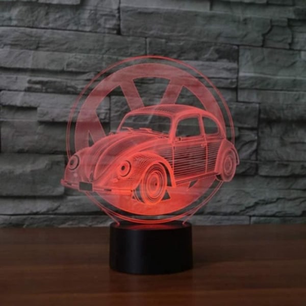 7 Farger Bytt Beetle Bilmodellering 3D LED-bordlampe USB Touch-knapp Kjøretøy Nattlys Fantastiske gaver -h