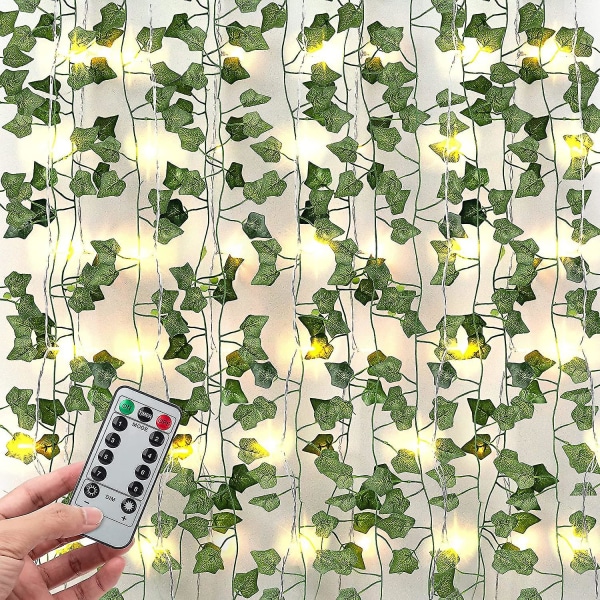 Kunstige planter lyslenker 84 fot 12 pakker falsk eføy krans lampe med fjernkontroll -ES