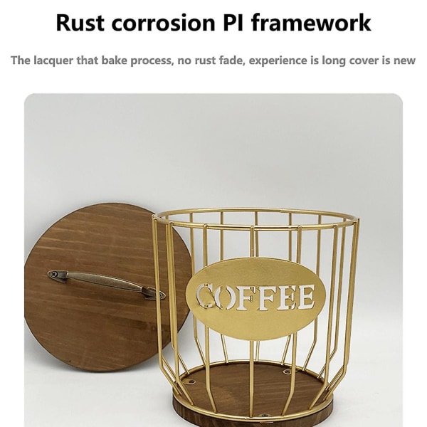 Hullet Kaffekapsul Opbevaringskurv Frugt Kaffe Pod Organizer Holder Cafe Hotel Guld