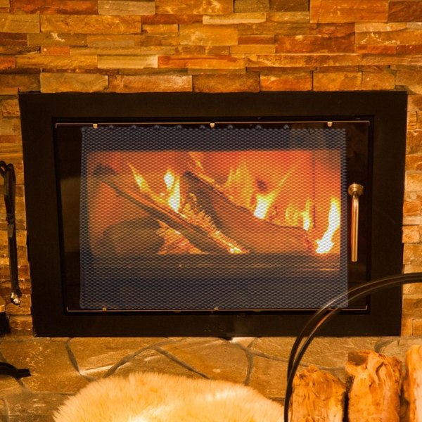 Peisnettgardin - 2 stk, 61x45,7 cm, Forhindrer gnistskader, Rustbestandig, Elegant design black 3