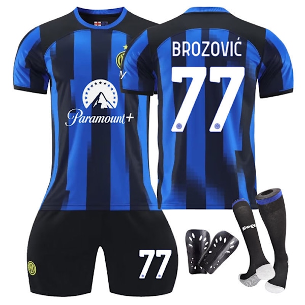 23-24 Inter Milan hemmafotbollströja+strumpa+skyddsutrustning-Brozovic 24(130-140cm)