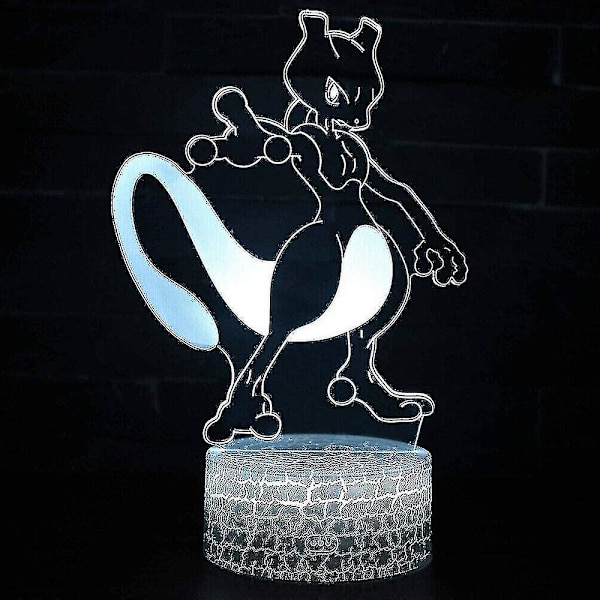 3D Mewtwo Lampa Spelroll Touchfjärrkontroll LED Nattlampa Bordlampa Heminredning Present