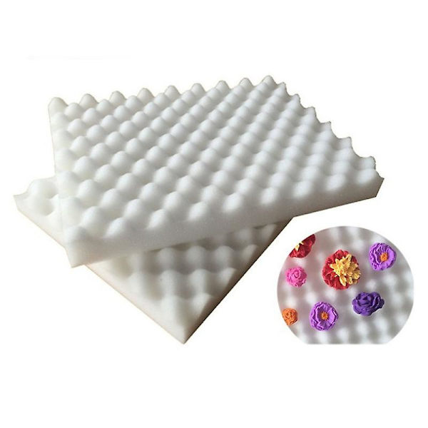 2 stk Bage Fondant Blomster Svampe Tør Blomst Formet Fondant Artefakt Sukker Blomst Skum Pad Wave white