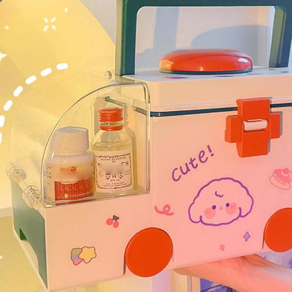 Box Cute - Kapacitetsmedicinskåp Hushållsmedicinskåp Kontors Skrivbordsarrangör Grå och Vit
