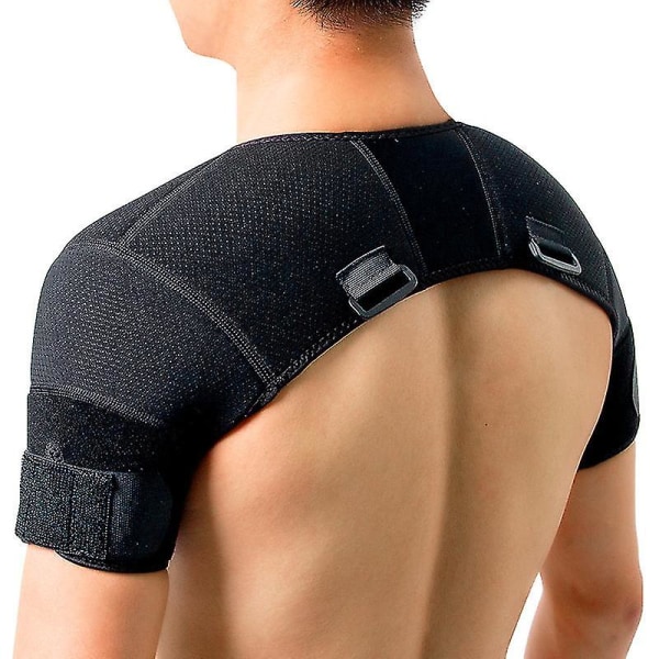 Svart dobbel skulderomslagsskinne Rotatormansjett Arm Smertelindring Varmterapi For menn og kvinner Fleksibel Xl Fiis L