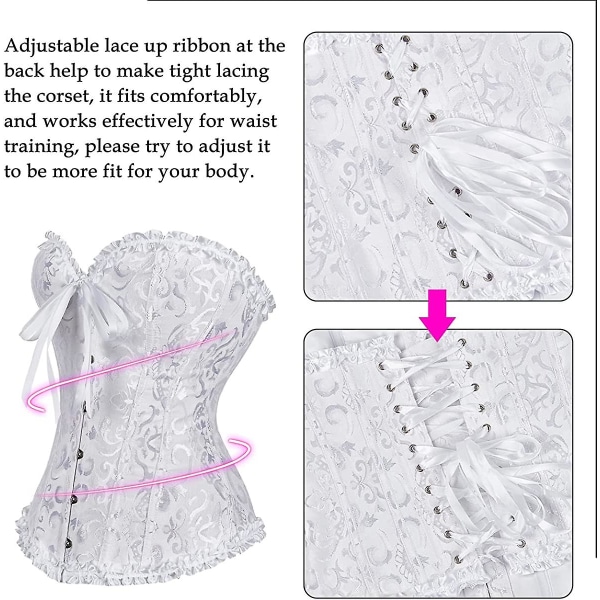 Szivyshi Dame Overbust Sweetheart Lace Up Plastic Bones Corset Bustier Top -ge White 3*L Plus