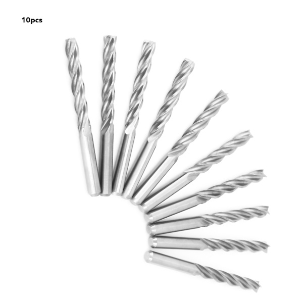 10 kpl karbidista valmistettu CNC 4-urainen kierrejyrsin 3,175 x 22 mm