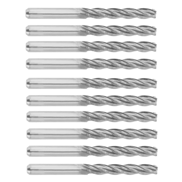 10 kpl karbidista valmistettu CNC 4-urainen kierrejyrsin 3,175 x 22 mm