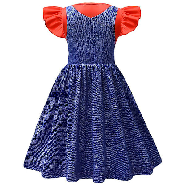4-9-vuotiaille tytöille Prinsessa Peach/Super Mario Cosplay-puvut Juhliin - Denim Red 4-5 Years