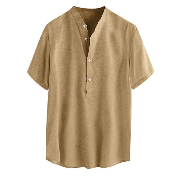 Hettegensere for menn, enkle sommertopper med korte ermer Khaki 3XL