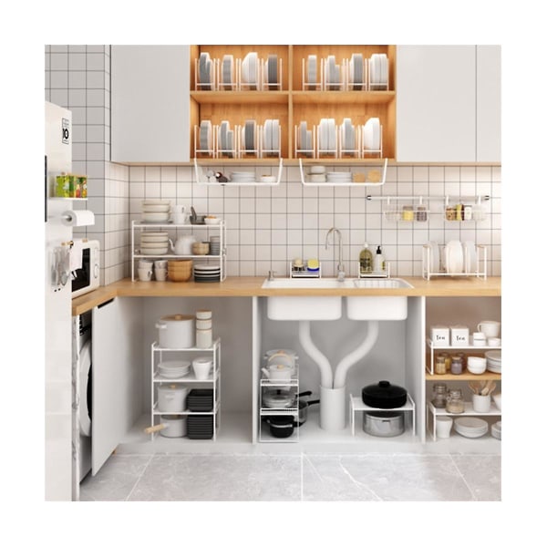 Kjøkkenhyller, Skaporganisering Mini Oppbevaringshylle, Hvit