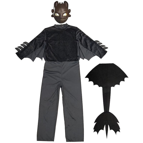 Dragon Toothless Cosplay Kostymer Animeklänning Jumpsuits Dinosaur Toothless Tail Halloween Kostym Kompatibel med Barn Barnkläder Kostym M 115-125cm