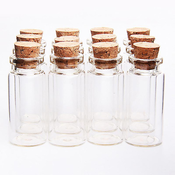 20 stk. Glasflasker Mini Glasflaske med Korkprop Ønskeflasker, Til Bryllupper, Kreationer og