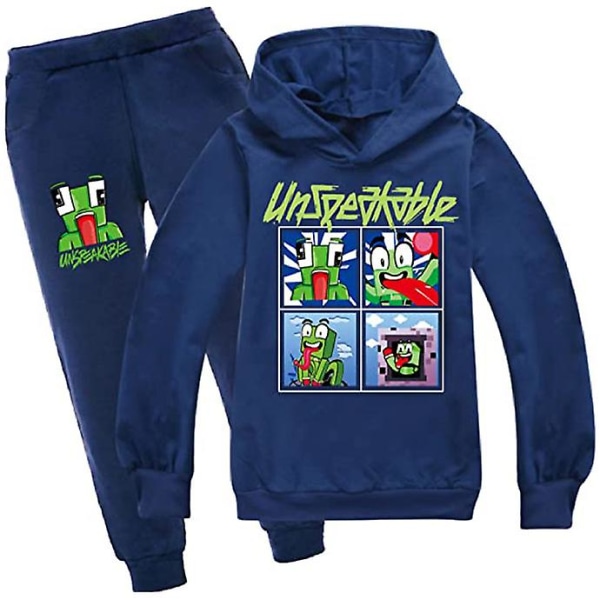 5-12 år Barn Unspeak Träningsoveraller Set Sweatshirts+byxor Sportoutfits Blue 7-8 Years