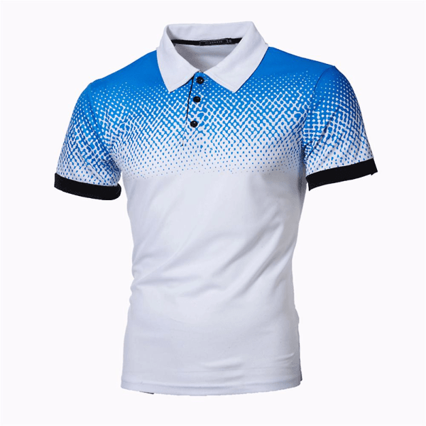 Mænds Mode Kortærmet Polotrøjer Casual Knap Gradient Golf T-shirt Topper White XL