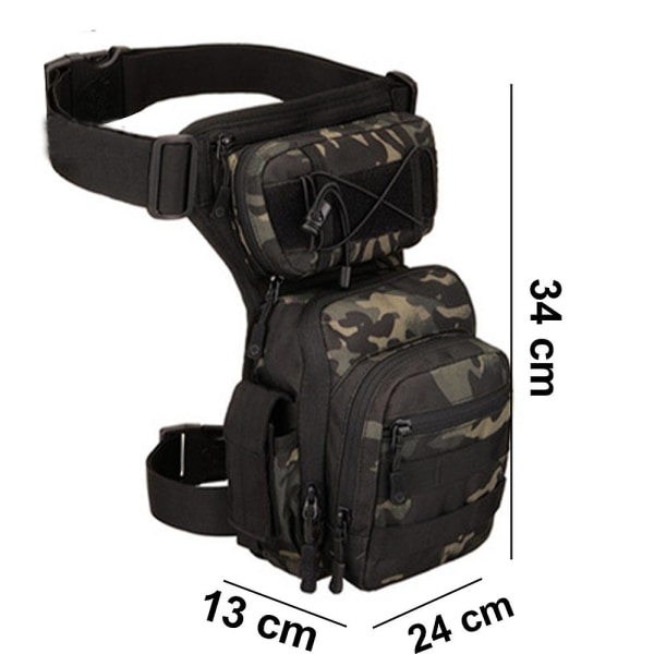 Vandtæt militær taktisk Drop Leg Pouch Bag Cross Over Leg Rig Udendørs Cykel Cykling Vandring Lårtaske Black scorpion camouflage