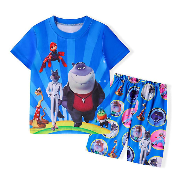 4-8 år Barn The Bad Guys Printed Tops Shorts Outfit Set Blue 5-6 Years