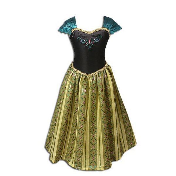 Frozen Prinsessan Anna Cosplay Barnflickor Satin Klänning Halloween Karneval Kostym-Anna Klänning 5-6 Years