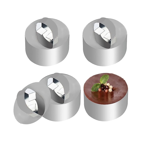 9 stk. Kageringe, 8 cm Runde Rustfrit Stål Kageringe til Madlavning med, Runde Små Kageringe Silver