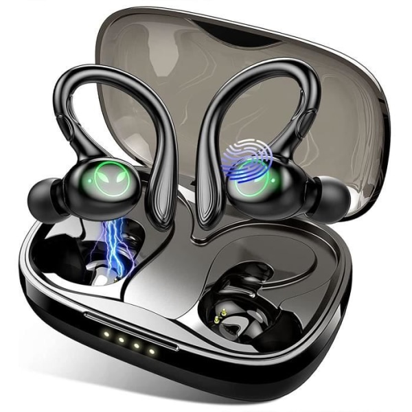 Bluetooth Sport -kuulokkeet, langattomat Bluetooth 5.1 -nappikuulokkeet irrotettavilla korvakoukuilla, IP7-vedenkestävät langattomat kuulokkeet, H[216]