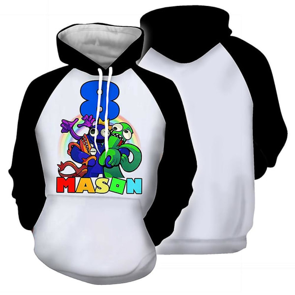 Mænds Roblox Rainbow Friends Print Hættetrøje Hættetrøjer Topper Black and White M