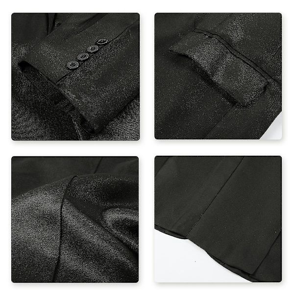 Yynuda Herr Business Casual Klassiskt Naggslag Lapel Dubbel Split Pure Color Enknapps kostymjacka 11 färger Black M