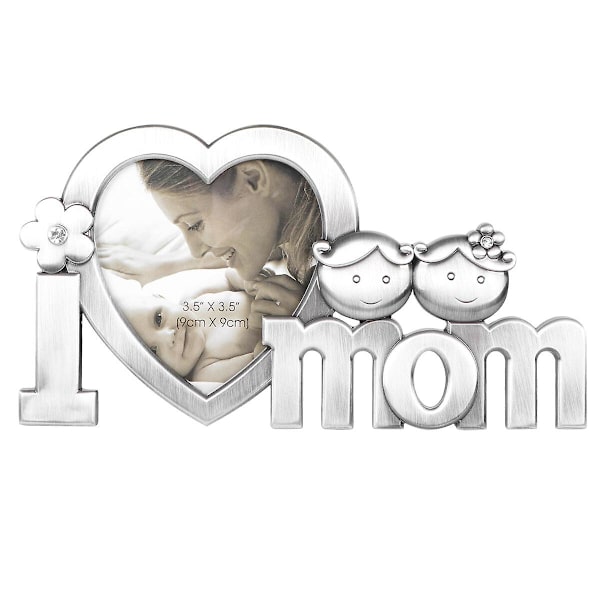 I Love Mom metallinen valokuvakehys (hopea)