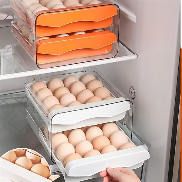 32 Grids Egg Box Kjøleskap Transparent Dobbel Skuff-type Egg Box Container Hjem Kjøkken Egg Hol