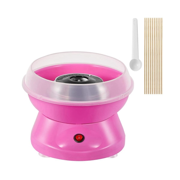 Sukkerspinnmaskin, mini elektrisk sukkerspinnmaskin med sprutsikker tallerken Barnefest, eu-plugg Pink