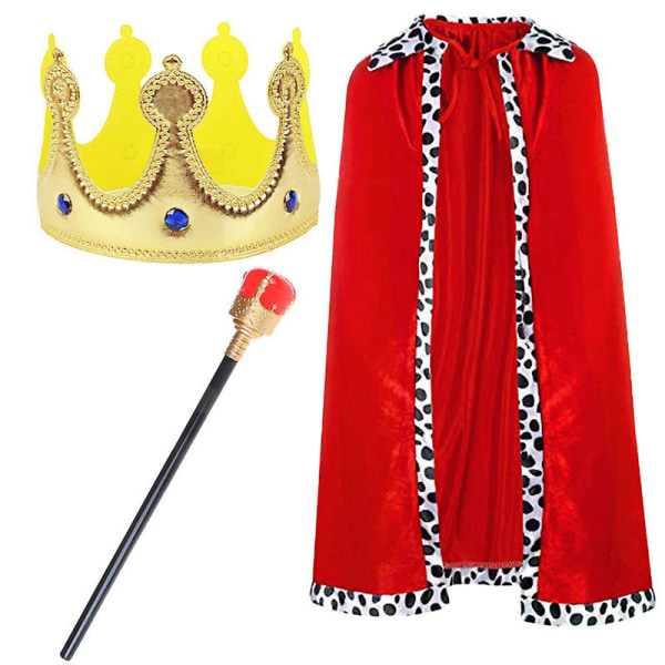 Halloween Party Cosplay Konge Kostyme For Barn Kappe Robe Krone Scepter Sett Antrekk Gaver